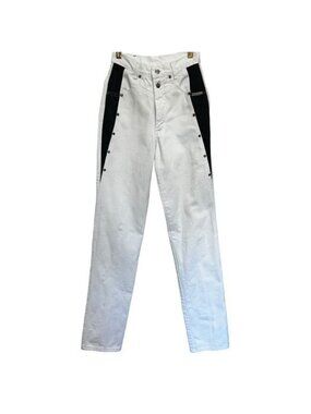 Roughrider Western Jeans Womens 3/4 White Black Two-Tone High-Waisted Denim